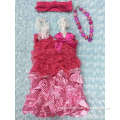 2015 new baby girls dress light pink dress with matching necklace and headband